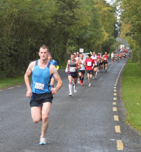 Runners on one of the flat straight stretches approach the 2 mile mark at the 2011 Charleville International Half-Marathon